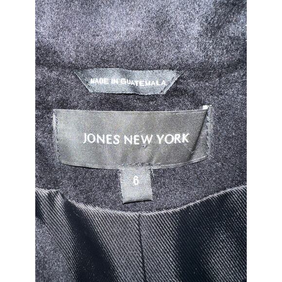 Jones New York Size 6 Small Wool Angora Peacoat Black Midi Coat Super Soft - Picture 7 of 10